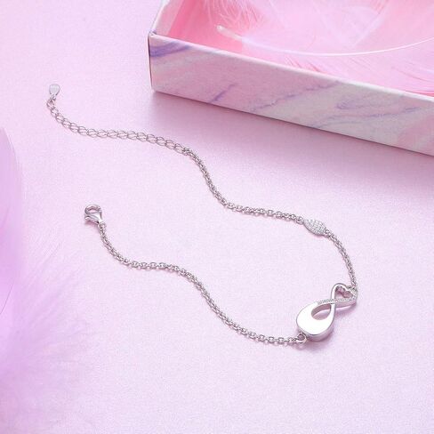 S925 Sterling Silver Urn for Ashes Infinity or Sunflower with Cross or Angel Wings Bracelet for Women in Kuwait