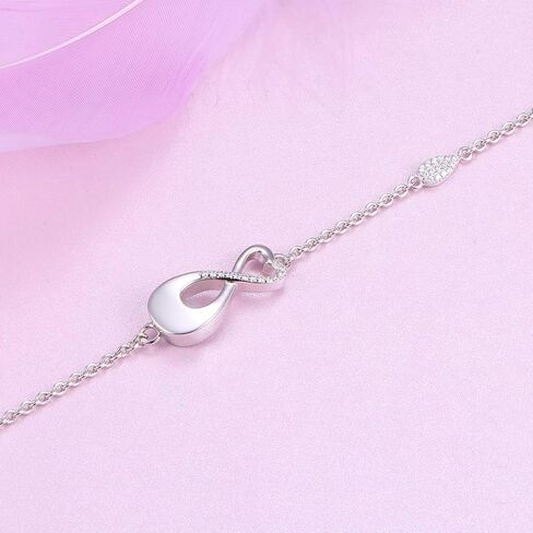 S925 Sterling Silver Urn for Ashes Infinity or Sunflower with Cross or Angel Wings Bracelet for Women in Kuwait