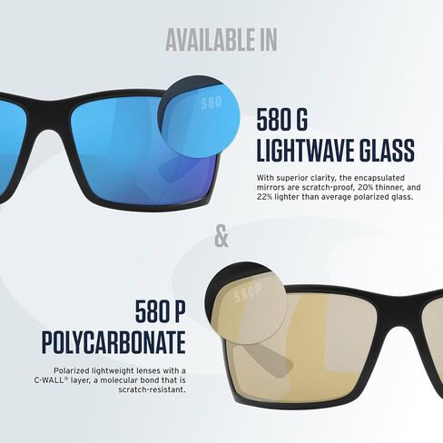 نظارة شمسية مستطيلة الشكل للرجال من كوستا ديل مار in Kuwait