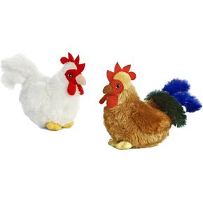 Aurora Mini Flopsie Bundles Bundle of 2 6 Floppy Beanbag Chicken & Rooster Stuffed Animals - New Chicken & Cocky Rooster, Multicolor in Saudi Arabia