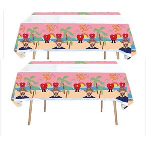 مفرش طاولة MZHICH Bunny Rapper لمستلزمات حفلات أعياد الميلاد وديكورات حفلات كرتونية على شكل أرنب مغني الراب (70.8 * 42.5 بوصة) قطعتان in Kuwait