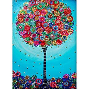 MXJSUA Special Shape Diamond Painting Kits for Adults, Round Drill Diamond Painting Kits 5D DIY Diamond Painting by Number Kits Diamond Art Kits for Home Wall Decor Flowers Tree 12x16 Inch in Saudi Arabia