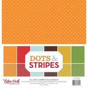 Echo Park Paper Company Dots & Stripes -Fall Collection Kit, red, Green, Orange, Yellow, Brown, Teal 12-x-12-Inch in Saudi Arabia
