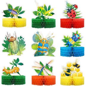 9 Pcs Summer Bugs Party Decorations Bug Themed Honeycomb Centerpiece Bug Party Supplies Insect Table Centerpiece Decoration Bug Themed Honeycombs Table Toppers for Baby Shower, Birthday Supplies in Saudi Arabia