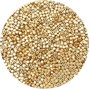 1700Pcs 4mm KC Gold Cube Spacer Beads Loose Ball Beads for Bracelet Necklace Jewelry DIY Crafts Making (Cube)