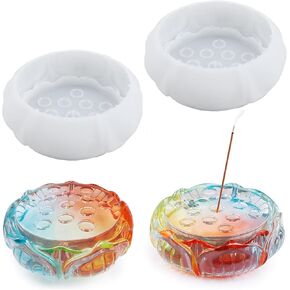 اكتفتي قوالب راتنج لموقد البخور، قطعتان من قوالب حامل بخور اللوتس من السيليكون لصب الراتنج، قالب حامل عصا البخور للحرف اليدوية المصنوعة من الراتنج وديكور المنزل in Kuwait