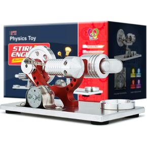 محرك DjuiinoStar بالهواء الساخن، هيكل معدني صلب، مولد كهرباء (إضاءة LED ملونة)، محرك My First Stirling in Kuwait