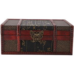 TOPINCN Retro Vintage Wooden Storage Box Book Vintage Wooden Jewelry Organizer Decorative Storage Organizer Vintage Jewelry Treasure Box Small Decorative Treasure Chest(Chinese style with lock)