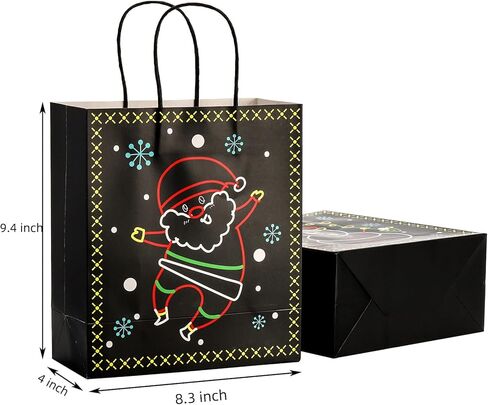 40 عبوة من AVLA تتوهج في الظلام، حقائب هدايا ذات طابع نيون لعيد الميلاد مع مقبض، حقيبة هدايا ورقية لعيد الميلاد، حقائب هدايا إبداعية للعطلات، حقيبة هدايا فريدة للحفلات بنمط احتفالي مضيء in Kuwait