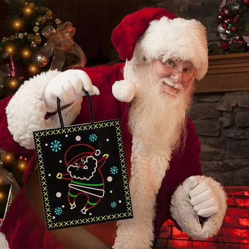 40 عبوة من AVLA تتوهج في الظلام، حقائب هدايا ذات طابع نيون لعيد الميلاد مع مقبض، حقيبة هدايا ورقية لعيد الميلاد، حقائب هدايا إبداعية للعطلات، حقيبة هدايا فريدة للحفلات بنمط احتفالي مضيء in Kuwait