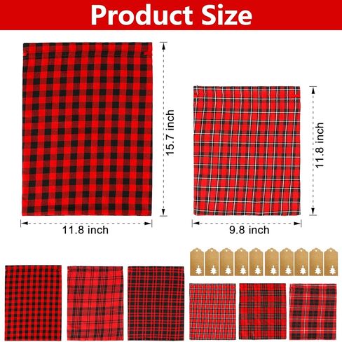 iziusy 6 Pieces Christmas Buffalo Plaid Drawstring Gift Bags Stocking Storage Sack Present Party Xmas Favors Bags Christmas Party Decoration Supplies, 2 Sizes 6 Styles (Red and Black) in Kuwait