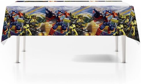 MZHICH الكرتون روبوت لوازم الحفلات حزمة مفارش المائدة البلاستيكية أغطية الطاولة للأطفال الكرتون روبوت موضوع زينة حفلة عيد ميلاد 70x42.9 بوصة 2 قطعة in Kuwait