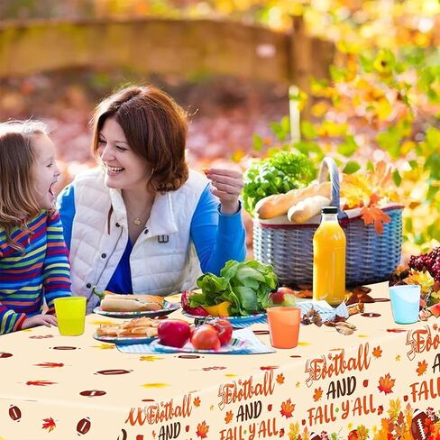 مفرش طاولة من 3 قطع من ايرتيجيك بتصميم كرة القدم الخريفية مقاس 54 × 108 انش، مفرش طاولة بلاستيك بتصميم يقطين وشاحنة وكرة القدم وعيد الشكر للخريف ولوازم العائلة in Kuwait