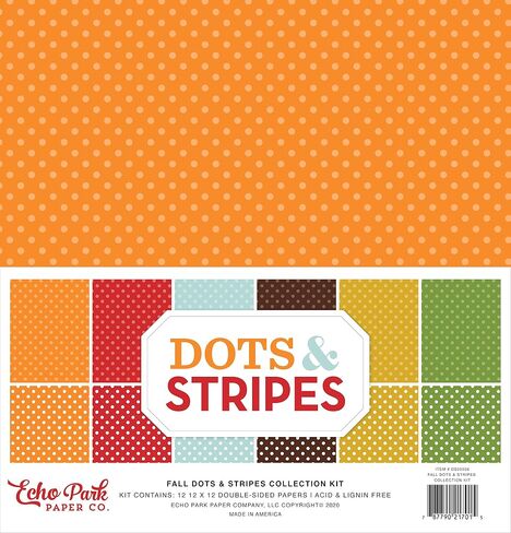 Echo Park Paper Company Dots & Stripes -Fall Collection Kit, red, Green, Orange, Yellow, Brown, Teal 12-x-12-Inch in Saudi Arabia