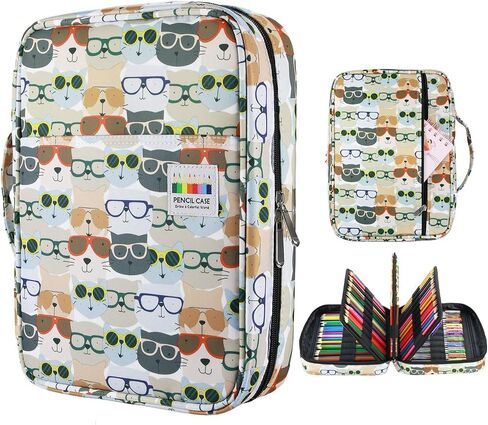 YOUSHARES Colored Pencil Case 220 Slots Pen Case Organizer With Handy Wrap & Zipper, Multilayer Holder for Prismacolor Colored Pencils & Gel Pen (Pumpkin) in Kuwait