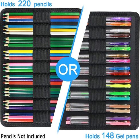 YOUSHARES Colored Pencil Case 220 Slots Pen Case Organizer With Handy Wrap & Zipper, Multilayer Holder for Prismacolor Colored Pencils & Gel Pen (Pumpkin) in Kuwait