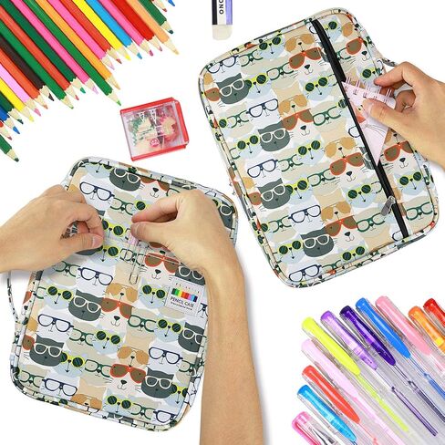 YOUSHARES Colored Pencil Case 220 Slots Pen Case Organizer With Handy Wrap & Zipper, Multilayer Holder for Prismacolor Colored Pencils & Gel Pen (Pumpkin) in Kuwait
