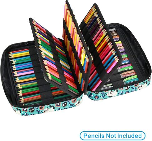 YOUSHARES Colored Pencil Case 220 Slots Pen Case Organizer With Handy Wrap & Zipper, Multilayer Holder for Prismacolor Colored Pencils & Gel Pen (Pumpkin) in Kuwait