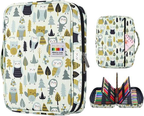 YOUSHARES Colored Pencil Case 220 Slots Pen Case Organizer With Handy Wrap & Zipper, Multilayer Holder for Prismacolor Colored Pencils & Gel Pen (Pumpkin) in Kuwait