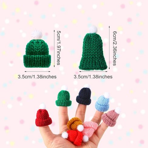 48 Pieces Mini Knitting Hats Christmas Mini Knitting Doll Hats Assorted Color Mini Wool Hat for Christmas Ornaments DIY Art and Craft in Saudi Arabia