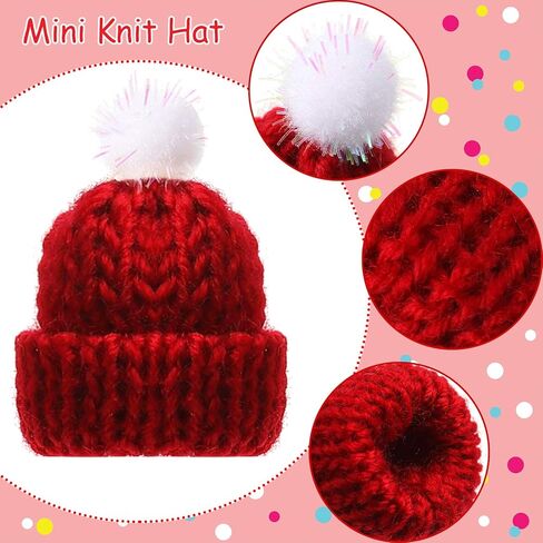 48 Pieces Mini Knitting Hats Christmas Mini Knitting Doll Hats Assorted Color Mini Wool Hat for Christmas Ornaments DIY Art and Craft in Saudi Arabia