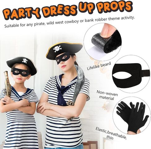 Zonon 8 Pieces Robber Costume Set Include Dollar Sign Money Drawstring Bag Canvas Cash Sack Eye Mask Knit Beanie Hat and Black Gloves for Halloween Bank Robber Cosplay Thief Burglar Theme Party in Saudi Arabia