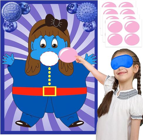 Chocolate Factory Party Decorations Pin The Gum on the Violet Pin Game for Kids Candyland Birthday Party Decorations Halloween Cosplay Party Games for Kids in Kuwait