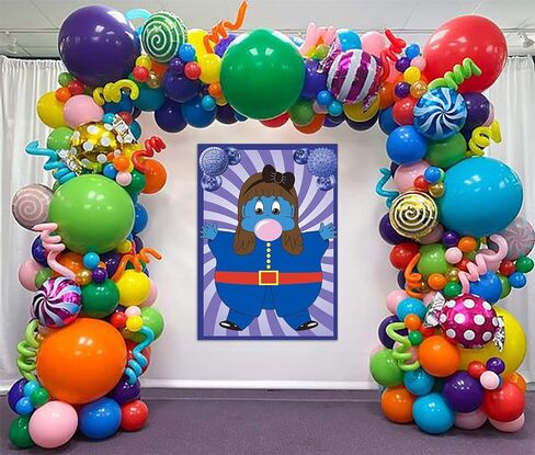 Chocolate Factory Party Decorations Pin The Gum on the Violet Pin Game for Kids Candyland Birthday Party Decorations Halloween Cosplay Party Games for Kids in Kuwait