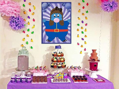 Chocolate Factory Party Decorations Pin The Gum on the Violet Pin Game for Kids Candyland Birthday Party Decorations Halloween Cosplay Party Games for Kids in Kuwait