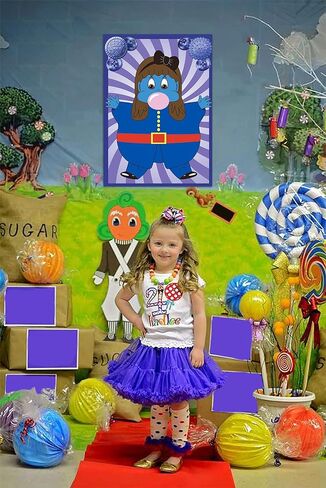Chocolate Factory Party Decorations Pin The Gum on the Violet Pin Game for Kids Candyland Birthday Party Decorations Halloween Cosplay Party Games for Kids in Kuwait