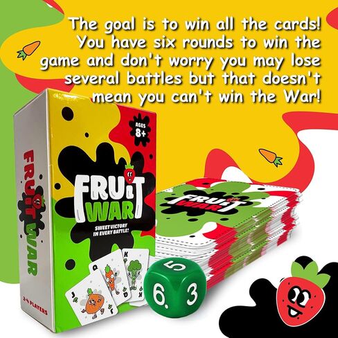 Games Fruit War, A Family Friendly Game That is a Twist on The Classic Game of War, with Quicker Game Play, Intense Battles and Fun Character Designs. Up to 4 Players Ages 8+ (White) in Kuwait