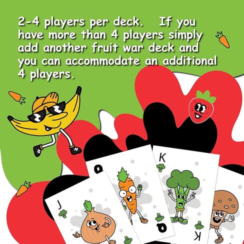 Games Fruit War, A Family Friendly Game That is a Twist on The Classic Game of War, with Quicker Game Play, Intense Battles and Fun Character Designs. Up to 4 Players Ages 8+ (White) in Kuwait