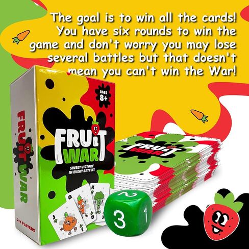 Games Fruit War, A Family Friendly Game That is a Twist on The Classic Game of War, with Quicker Game Play, Intense Battles and Fun Character Designs. Up to 4 Players Ages 8+ (White) in Kuwait