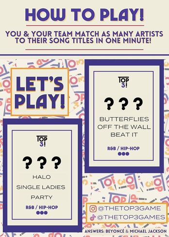 Top 3! Games - R&B/Hip-Hop Edition - The Game Where You Match Song Titles to The Musician, Multi-Generational, Family Game Night, 3 Ways to Play, 300 Artists, Hours of Fun in Saudi Arabia