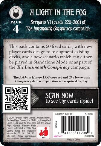 ألعاب الطيران الخيالية Arkham Horror The Card Game The Lair of Dagon Mythos Pack - انزل إلى قلب المؤامرة! لعبة بطاقات المعيشة التعاونية، للأعمار من 14 عامًا فما فوق، 1-4 لاعبين، وقت اللعب لمدة 1-2 ساعة، مصنوعة in Saudi Arabia