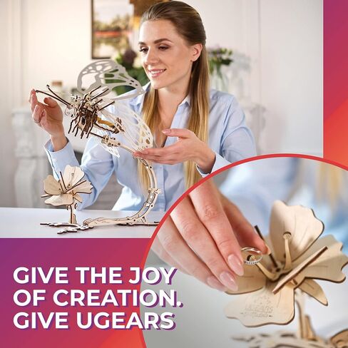 UGEARS Butterfly 3D Wooden Puzzle Adult 3D Model Kit Model Kit for Adults Teenagers Laser Cuts in Saudi Arabia
