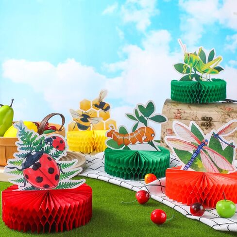 9 Pcs Summer Bugs Party Decorations Bug Themed Honeycomb Centerpiece Bug Party Supplies Insect Table Centerpiece Decoration Bug Themed Honeycombs Table Toppers for Baby Shower, Birthday Supplies in Saudi Arabia