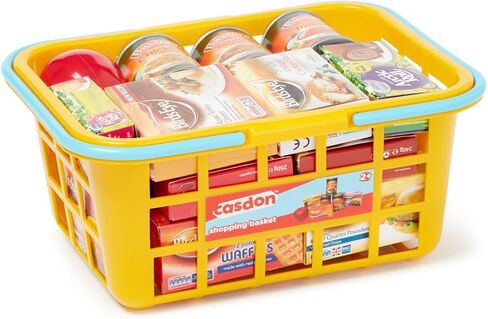 Casdon 62801.AMA002 Colourful Toy Shopping Basket for Children Aged 2+ | Comes with Miniature Versions of Popular Branded Foods in Kuwait