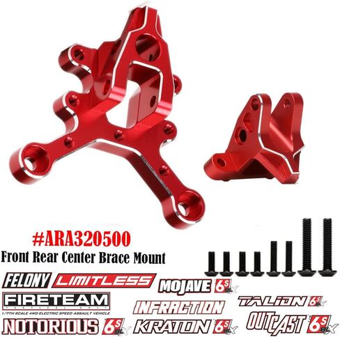 حامل دعامة مركزية أمامية وخلفية من الألومنيوم لـ 1/7 1/8 ARRMA 6S Felony Fireteam Infraction Limitless Kraton Notorious ترقيات أجزاء #ARA320500 (أحمر) in Saudi Arabia