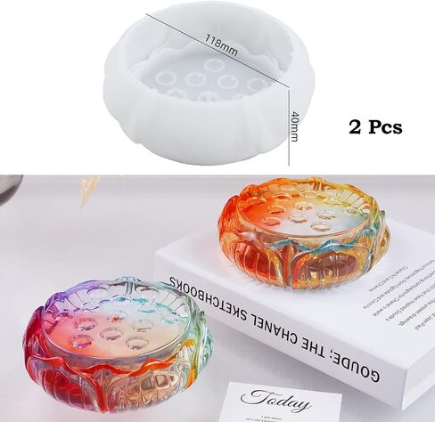 اكتفتي قوالب راتنج لموقد البخور، قطعتان من قوالب حامل بخور اللوتس من السيليكون لصب الراتنج، قالب حامل عصا البخور للحرف اليدوية المصنوعة من الراتنج وديكور المنزل in Kuwait