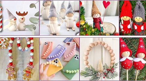 1050 قطعة من الخرز الخشبي غير مكتمل للحرف اليدوية، 7 أحجام كرات خشبية مستديرة طبيعية خرز خشبي فضفاض إكليل كروي مع فاصل خرز لصنع المجوهرات DIY (6 مم/8 مم/10 مم/12 مم/ 14 مم/ 16 مم/ 20 مم/ 20 مم) in Kuwait