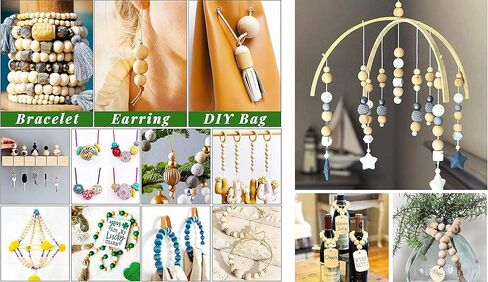 1050 قطعة من الخرز الخشبي غير مكتمل للحرف اليدوية، 7 أحجام كرات خشبية مستديرة طبيعية خرز خشبي فضفاض إكليل كروي مع فاصل خرز لصنع المجوهرات DIY (6 مم/8 مم/10 مم/12 مم/ 14 مم/ 16 مم/ 20 مم/ 20 مم) in Kuwait