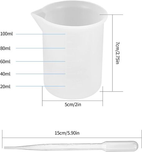 10 قطع من اكواب قياس سيليكون لراتنج الايبوكسي، 100 مل لوازم راتنج الايبوكسي، اكواب خلط الايبوكسي غير اللاصقة، قوالب صب الراتنج الايبوكسي، قوالب صنع المجوهرات، مع 20 ماصة in Kuwait