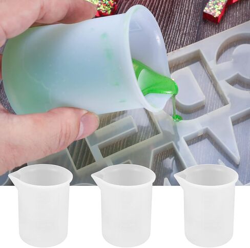 10 قطع من اكواب قياس سيليكون لراتنج الايبوكسي، 100 مل لوازم راتنج الايبوكسي، اكواب خلط الايبوكسي غير اللاصقة، قوالب صب الراتنج الايبوكسي، قوالب صنع المجوهرات، مع 20 ماصة in Kuwait