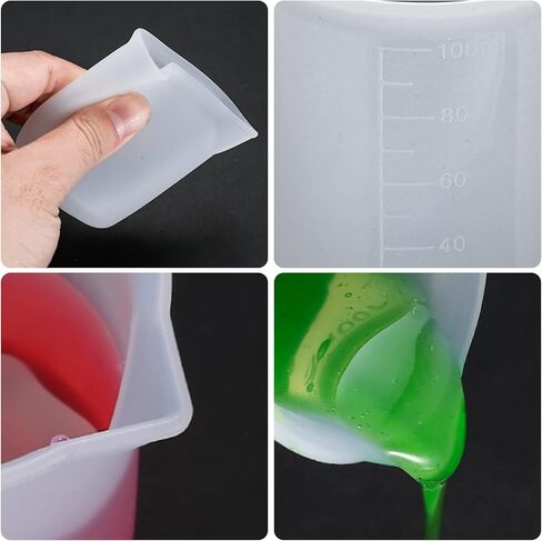 10 قطع من اكواب قياس سيليكون لراتنج الايبوكسي، 100 مل لوازم راتنج الايبوكسي، اكواب خلط الايبوكسي غير اللاصقة، قوالب صب الراتنج الايبوكسي، قوالب صنع المجوهرات، مع 20 ماصة in Kuwait