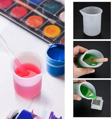 10 قطع من اكواب قياس سيليكون لراتنج الايبوكسي، 100 مل لوازم راتنج الايبوكسي، اكواب خلط الايبوكسي غير اللاصقة، قوالب صب الراتنج الايبوكسي، قوالب صنع المجوهرات، مع 20 ماصة in Kuwait