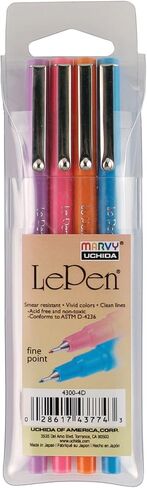 Uchida of America 4-Piece 0.3 Point Size Le Drawing Pen Set Art Supplies, Brilliant in Saudi Arabia