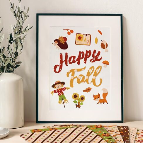 Whaline 24Pcs Fall Pattern Paper 30x30cm Autumn Leaves Fox Turkey Dot Double-Sided Scrapbook Specialty Paper Folded Flat for DIY Decorative Background Card Making Photo Album Junk Journal Decoration in Saudi Arabia