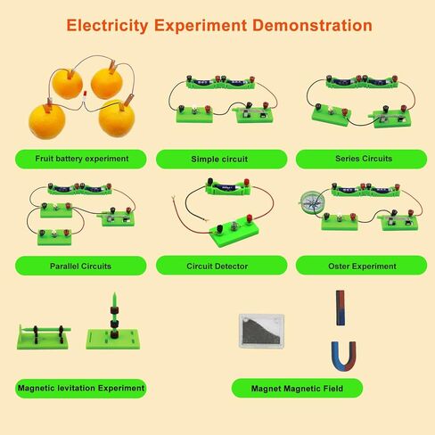 اي اكس بي اي بي اي لوحة دوائر كهربائية للاطفال، مجموعة تجارب علوم الفيزياء والمغناطيسية، مجموعة تعلم الكهرباء والمغناطيسية، العاب تعليمية وهدية عيد ميلاد لطلاب المدارس الابتدائية in Kuwait