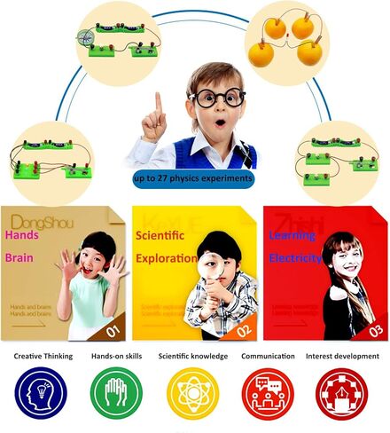 اي اكس بي اي بي اي لوحة دوائر كهربائية للاطفال، مجموعة تجارب علوم الفيزياء والمغناطيسية، مجموعة تعلم الكهرباء والمغناطيسية، العاب تعليمية وهدية عيد ميلاد لطلاب المدارس الابتدائية in Kuwait